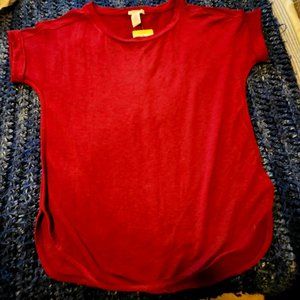 NWT  Deep wine colored cotton roll cuff T!  Pretty!